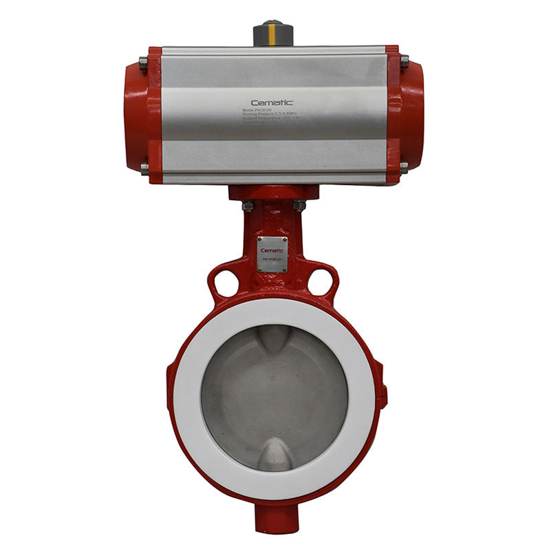 Wafer Butterfly Valve Teflon Seat with Pneumatic Actuator