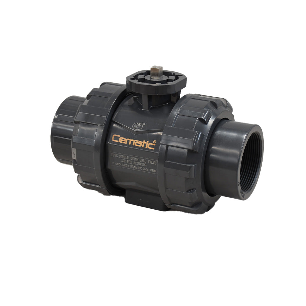 Válvula de bola PVC rosca NPT con montura ISO5211 para actuador – Cematic