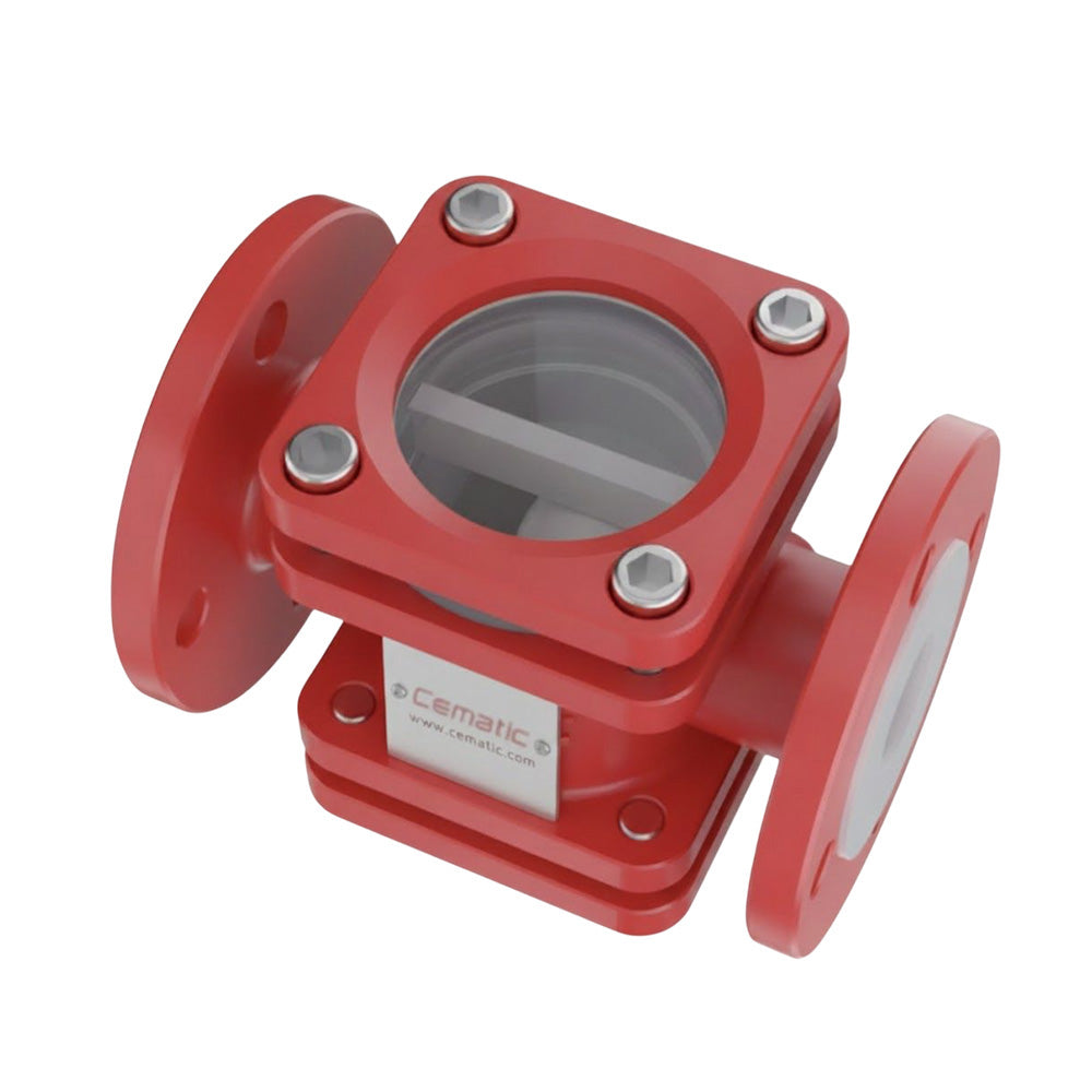 Válvula check anticorrosiva PFA con ventana de vidrio y bridas ANSI 150