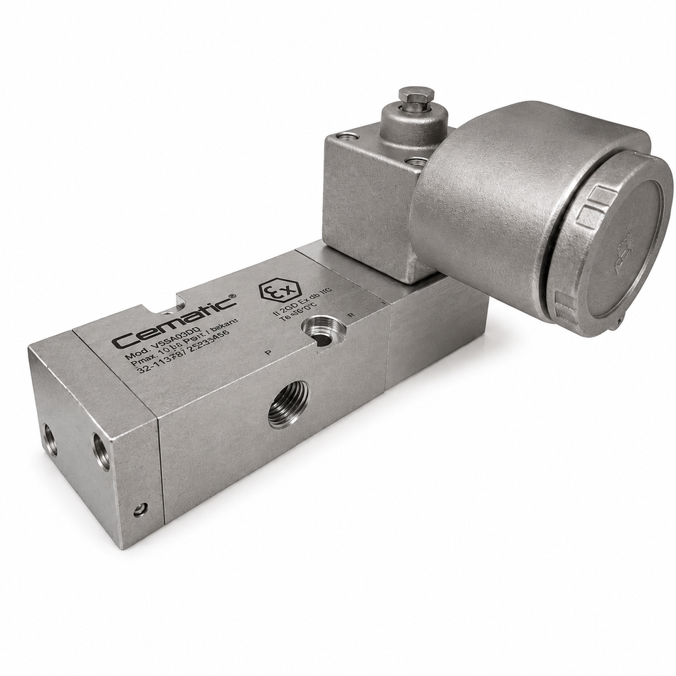 Válvula Direccional 3/2 NAMUR Ex-Proof Acero Inoxidable | Ex d IIC T5/T6 Gb | 24VDC | Zona 1 y 2