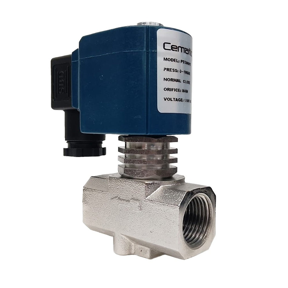 Válvula solenoide para vapor normalmente cerrada IP65 Teflón Viton 180°C – Cematic