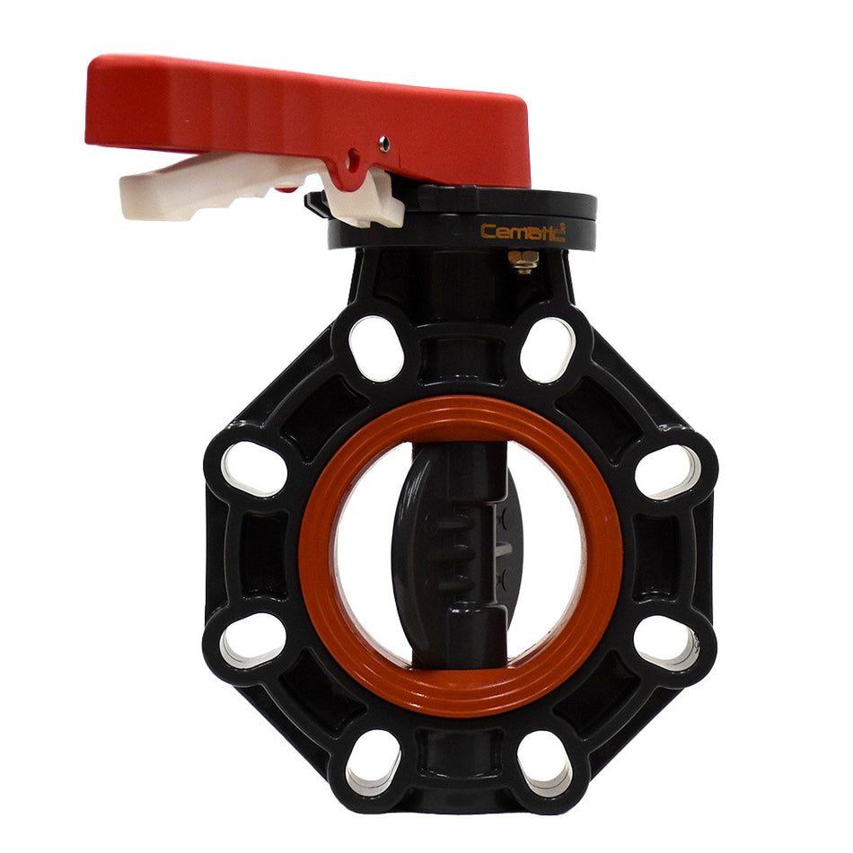 válvula mariposa PVC con manija 4 pulgadas Cematic