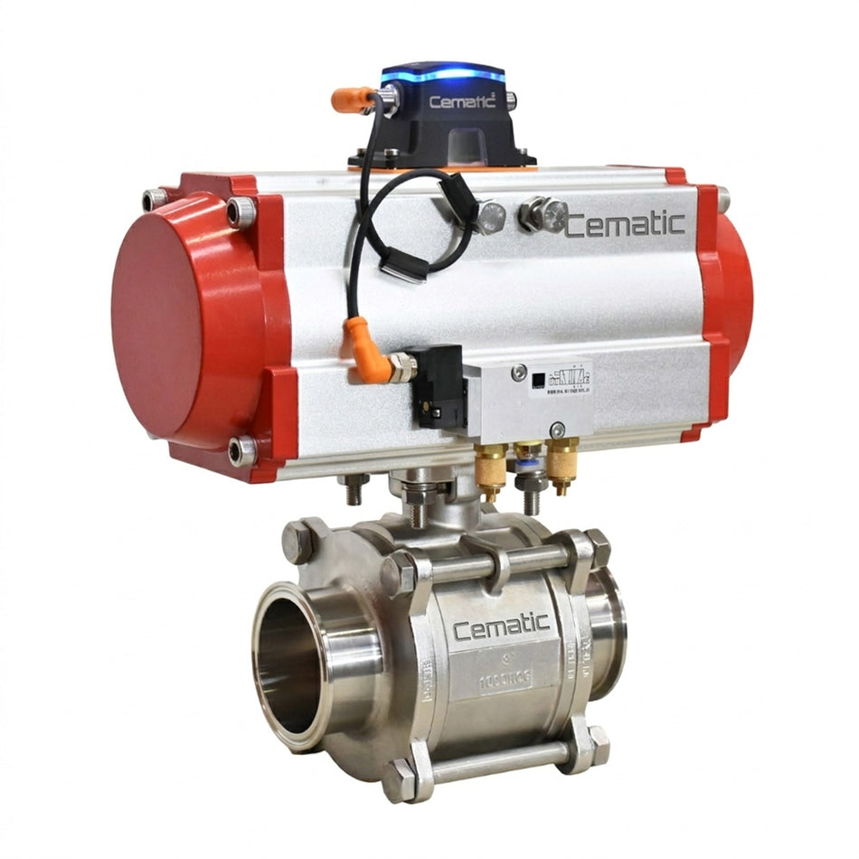 Válvula de Bola Clamp con Actuador Neumático | SS304 o SS316L | 1000 psi