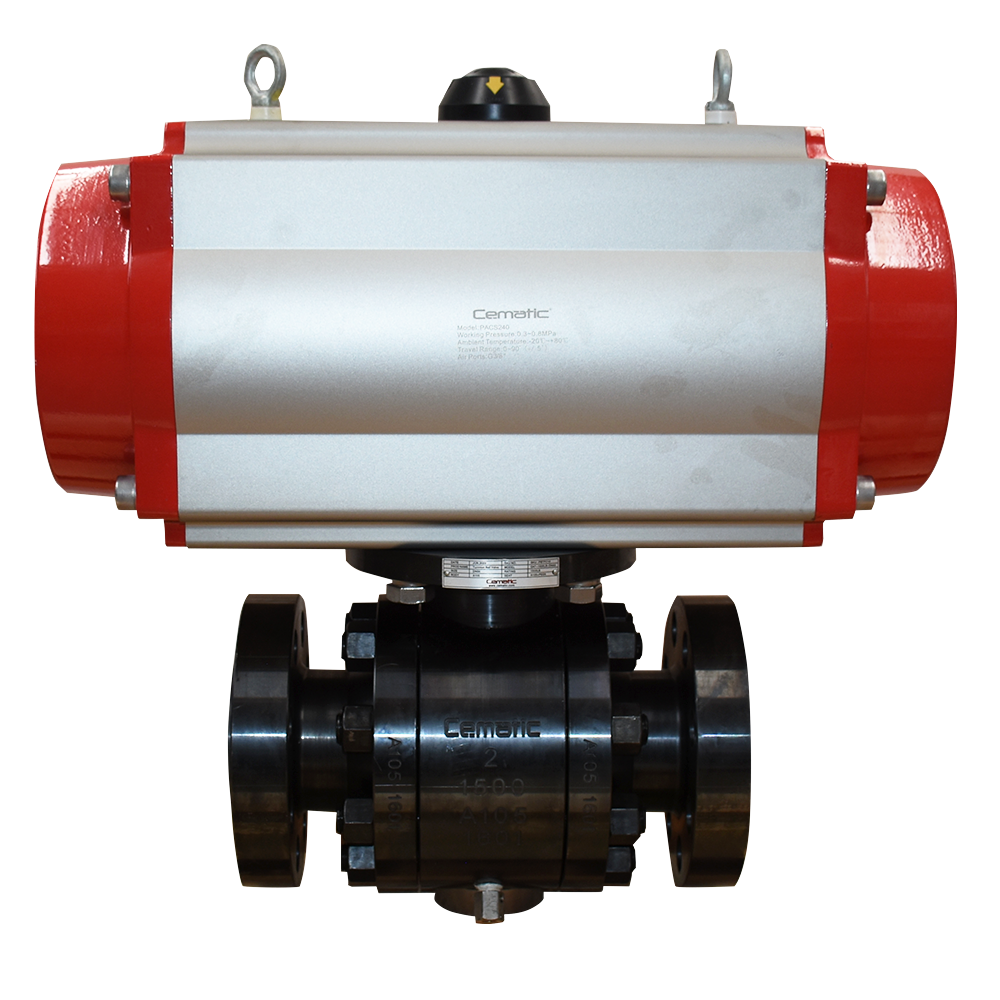 Válvula de bola trunnion clase 1500 con montura ISO5211 para actuador Cematic