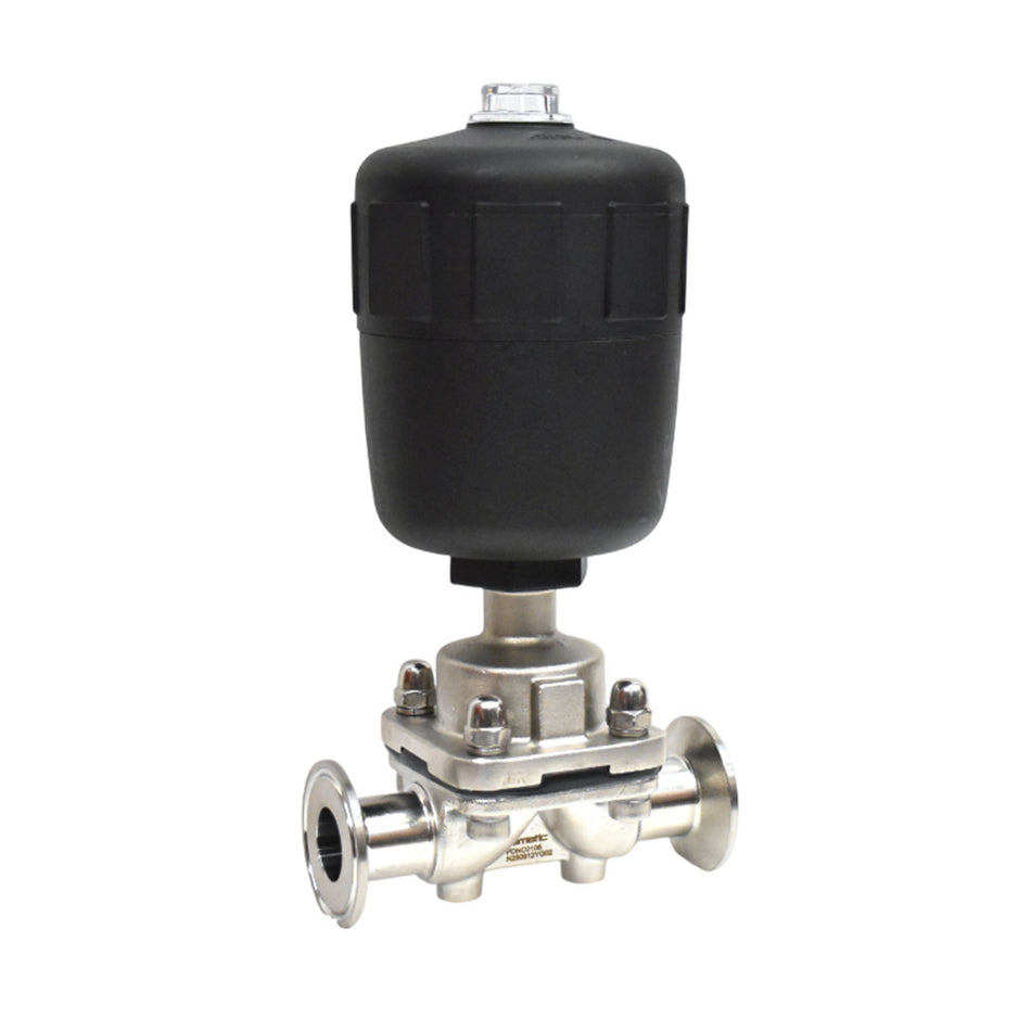 Válvula Higiénica de Diafragma Clamp en Acero Inoxidable 316 con Actuador Neumático