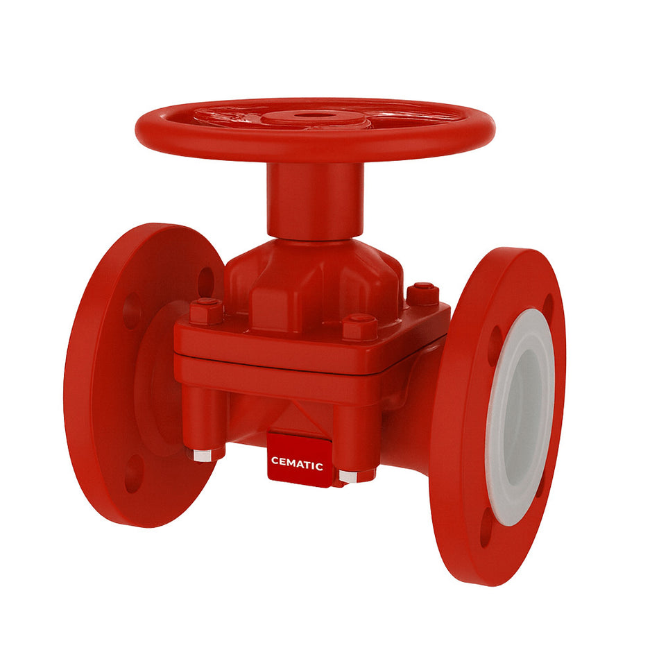 Válvula de Diafragma Anticorrosiva Liner Interno en PFA Bridas ANSI 150