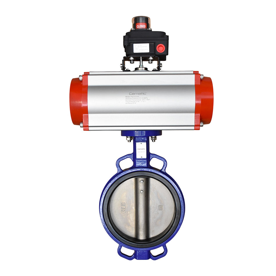 Válvula Mariposa Wafer Viton con Actuador Neumático | Disco SS316 | 230 psi | 200°C