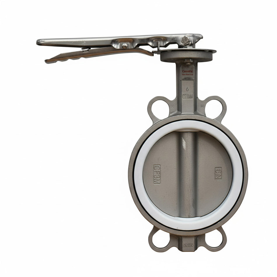316L Stainless Steel Wafer Butterfly Valve Teflon Coated EPDM Seat