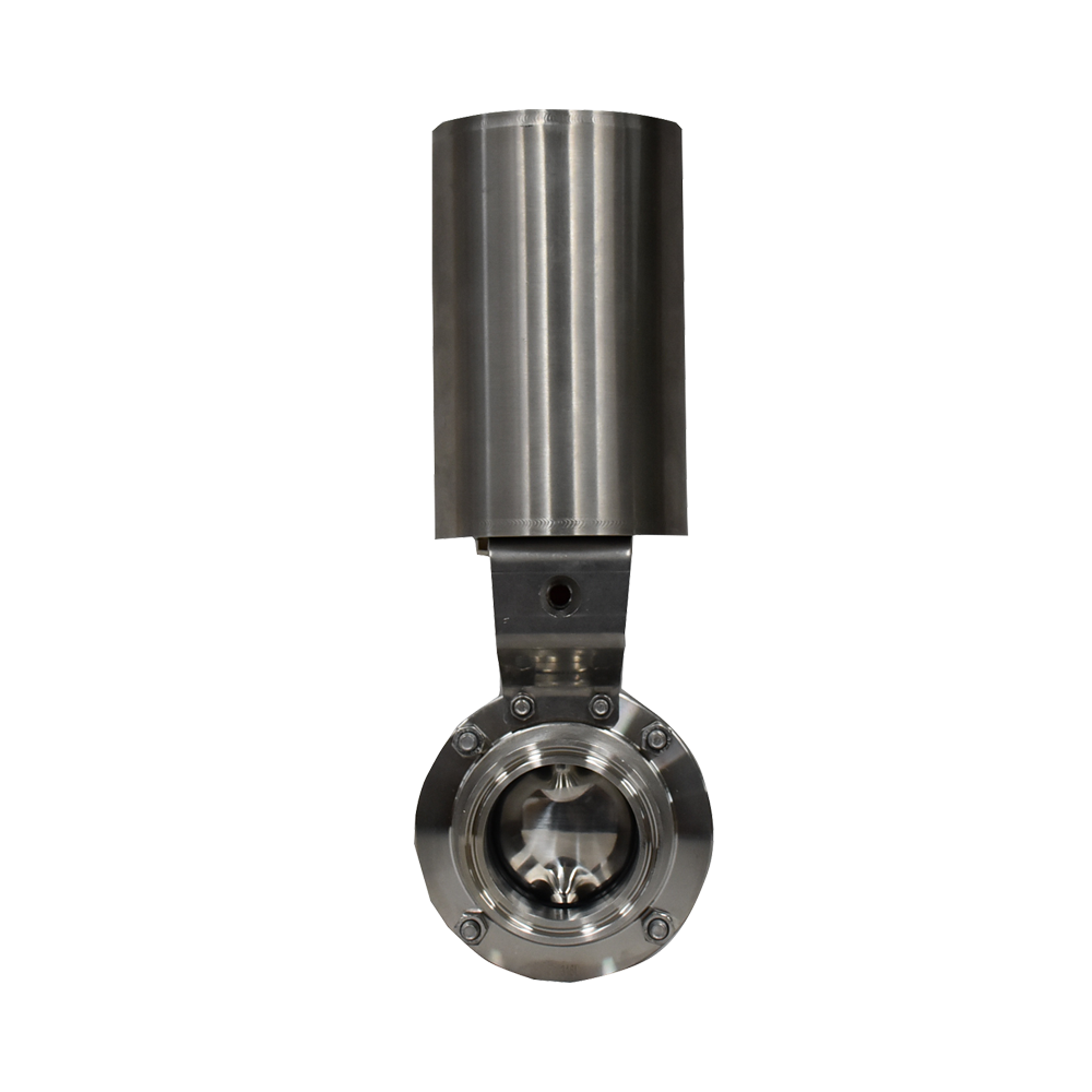 Válvula higiénica mariposa clamp actuador neumático acero inoxidable 316L Cematic