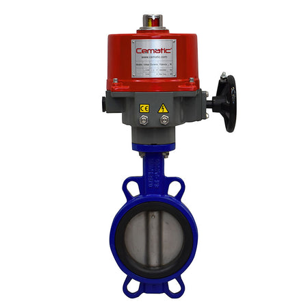Válvula mariposa wafer NBR con actuador eléctrico ANSI 150 SS304 – Cematic