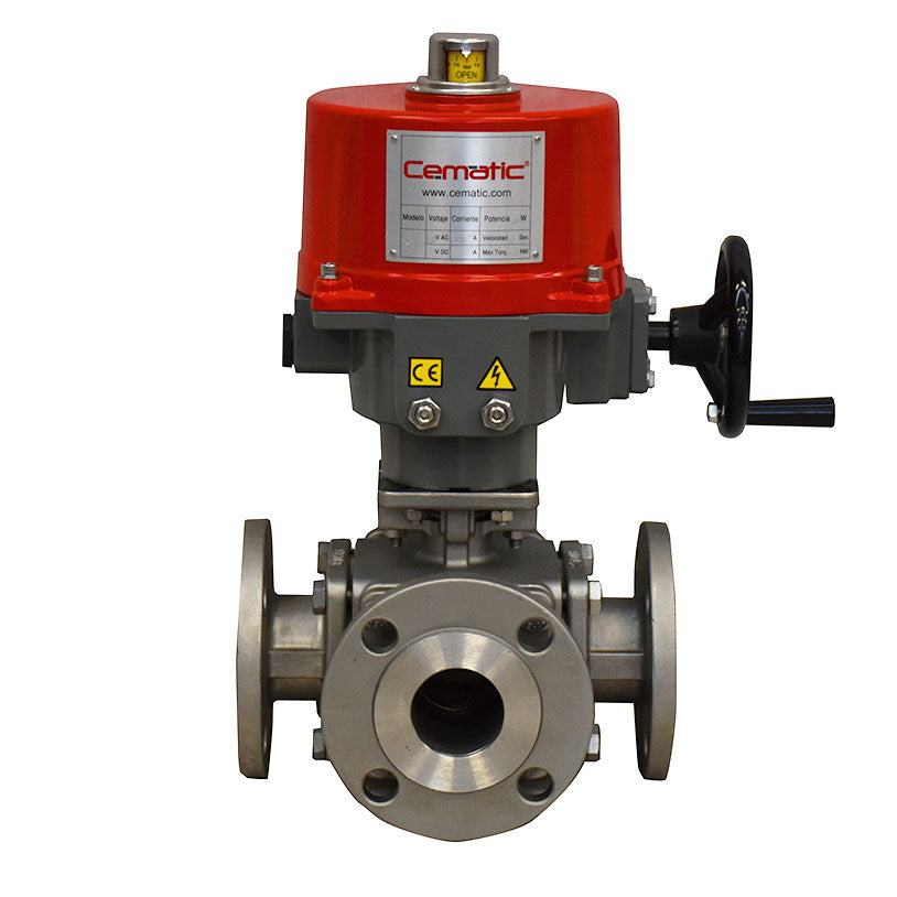 3-Way Flanged Ball Valve with Electric Actuator
