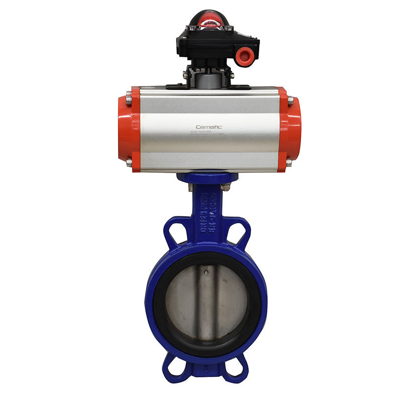 Wafer Viton Seated Butterfly Valve with Pneumatic Actuator