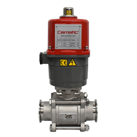 Válvula de bola clamp con actuador eléctrico higiénica - Cematic